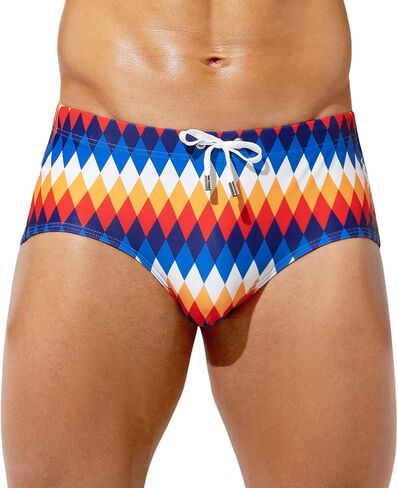Casey Kevin Men's Swim Briefs Sexy Printed Bikini Underwear Quick Dry Swimsuit Drawstring Bathing Suit Beach Swimwear in Kuwait