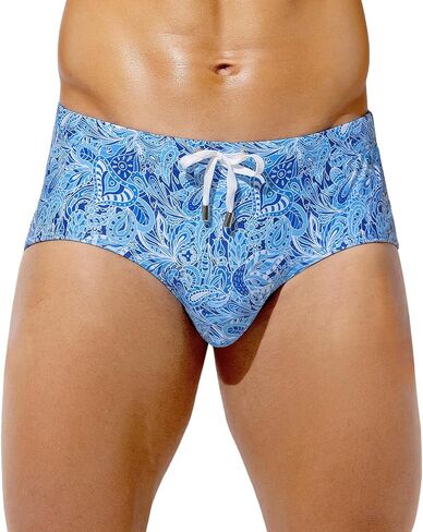 Casey Kevin Men's Swim Briefs Sexy Printed Bikini Underwear Quick Dry Swimsuit Drawstring Bathing Suit Beach Swimwear in Saudi Arabia