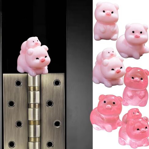 Hinge Heads Decorative Topper Set 6PCS, Home Decoration,Magnetic Hinge Head Toppers Door Hinge, Cute Mini Creative Luminous Pig Resin Ornament in Saudi Arabia