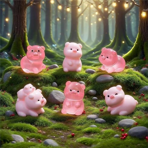 Hinge Heads Decorative Topper Set 6PCS, Home Decoration,Magnetic Hinge Head Toppers Door Hinge, Cute Mini Creative Luminous Pig Resin Ornament in Saudi Arabia