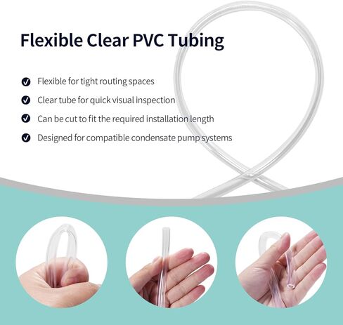Clear Drain PVC Tubing for Tank Pump, Flexible Hybrid PVC Tubing Condensate Pump Hose, by 3/8 Inch ID, 20-Feet Length in Saudi Arabia
