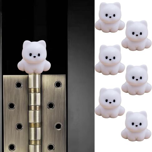 Hinge Heads Decorative Topper Set 6PCS, Home Decoration,Magnetic Hinge Head Toppers Door Hinge, Cute Mini Creative White Puppy Resin Ornaments in Saudi Arabia