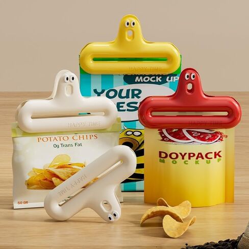 Food Sealing Clips Cute Cartoon Design Moisture-Proof Reusable Multi-Functional Snack Bag Clips for Kitchen Pantry Lunch Travel, Red in Saudi Arabia
