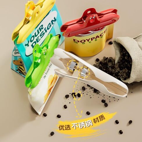 Food Sealing Clips Cute Cartoon Design Moisture-Proof Reusable Multi-Functional Snack Bag Clips for Kitchen Pantry Lunch Travel, Red in Saudi Arabia
