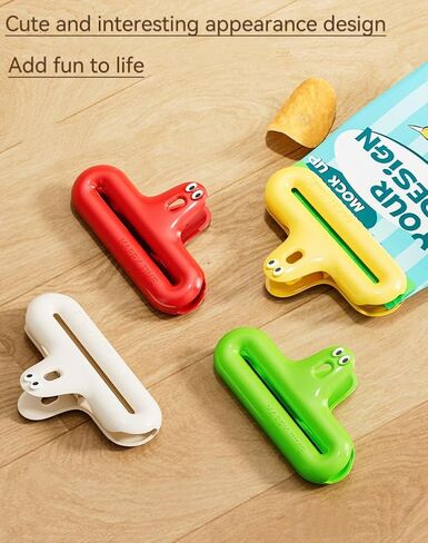 4 مشابك للحقائب، مشابك للطعام، مشابك لأكياس الرقائق، مشابك بلاستيكية شديدة التحمل من الفولاذ المقاوم للصدأ، ألوان متنوعة، سدادة محكم الهواء شديدة التحمل للمطبخ، المكتب in Kuwait