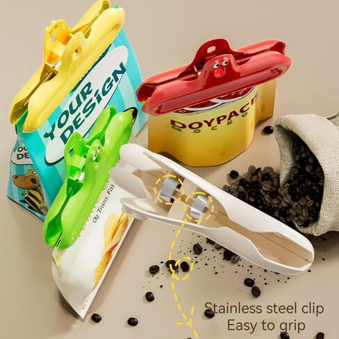 4 مشابك للحقائب، مشابك للطعام، مشابك لأكياس الرقائق، مشابك بلاستيكية شديدة التحمل من الفولاذ المقاوم للصدأ، ألوان متنوعة، سدادة محكم الهواء شديدة التحمل للمطبخ، المكتب in Kuwait