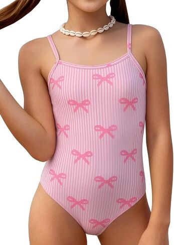 Girls One Piece Swimsuits Cute Summer Beach Crossback Swimwear Sport Bathing Suit with Adjustable Strap in Kuwait