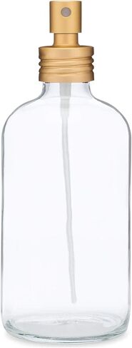 Rail19 Apothecary Clear Glass Mist Bottle - Gold Metal Aluminum Nozzle, 8oz (2 Pack) in Saudi Arabia