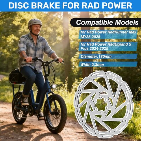 JERBOR Disc Brake Rotor for Rad Power RadRunner 2025 MaxMY25 2024-2025 RadExpand E-bike, Front and Rear Steel Disc Brake Wear Resistant Brake Rotor for Rad Power E-bike Accessories in Saudi Arabia
