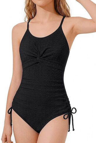 Girls Swimsuit One Piece Bathing Suit Twist Cross Adjustable Strap Quick Dry Beach Pool Teen Swimwear 7-16Y in Kuwait