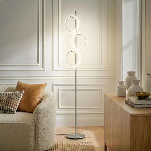 Brightech Saturn Floor Lamp, Great Living Room Decor, Tall Tree Lamp for Offices, Contemporary Lamp for Living Rooms, Standing Lamp With 3 LED Lights for Bedroom Reading - Gold/Brass in Kuwait