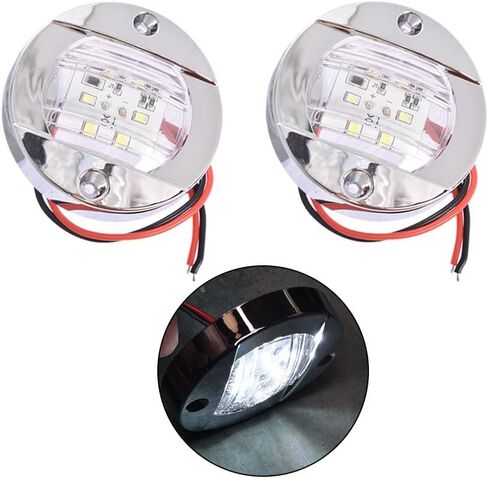 Genuine 2X Round 3" Marine Boat Stern Transom Lights White 6 LED Courtesy Light 12V OEM Genuine Replacement in Saudi Arabia