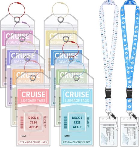 6 علامات أمتعة الرحلات الرحلية و 2 حزمة سيروز سفن الحبل مع حبلات هوية مقاومة للماء علامات الأمتعة مع حلقات الختم والصلب لروحيات الرحلات البحرية 2025 يجب أن يكون in Kuwait