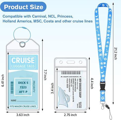 6 علامات أمتعة الرحلات الرحلية و 2 حزمة سيروز سفن الحبل مع حبلات هوية مقاومة للماء علامات الأمتعة مع حلقات الختم والصلب لروحيات الرحلات البحرية 2025 يجب أن يكون in Kuwait