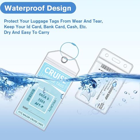 6 علامات أمتعة الرحلات الرحلية و 2 حزمة سيروز سفن الحبل مع حبلات هوية مقاومة للماء علامات الأمتعة مع حلقات الختم والصلب لروحيات الرحلات البحرية 2025 يجب أن يكون in Kuwait