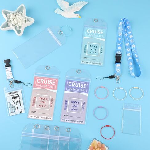 6 علامات أمتعة الرحلات الرحلية و 2 حزمة سيروز سفن الحبل مع حبلات هوية مقاومة للماء علامات الأمتعة مع حلقات الختم والصلب لروحيات الرحلات البحرية 2025 يجب أن يكون in Kuwait