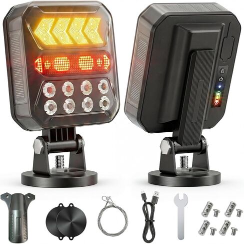 Solar Wireless Trailer Lights, 20H+ Max Runtime USB-C Rechargeable Magnetic Towing Lights Kit, IPX6 Waterproof Heavy-Duty Tow Lights for Boat Trailer, RV, Truck, Camper in Saudi Arabia