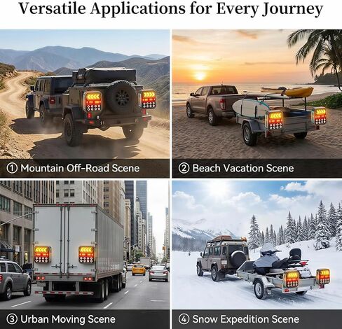 Solar Wireless Trailer Lights, 20H+ Max Runtime USB-C Rechargeable Magnetic Towing Lights Kit, IPX6 Waterproof Heavy-Duty Tow Lights for Boat Trailer, RV, Truck, Camper in Saudi Arabia