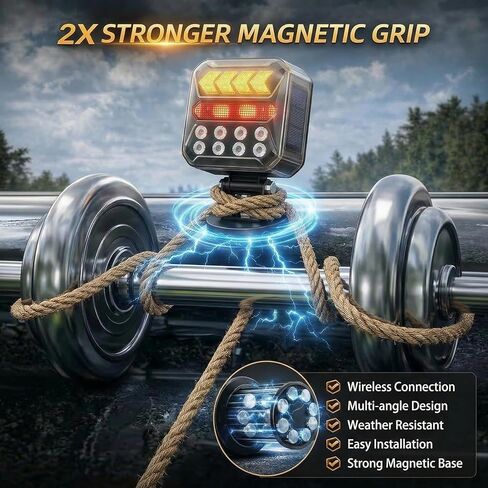 Solar Wireless Trailer Lights, 20H+ Max Runtime USB-C Rechargeable Magnetic Towing Lights Kit, IPX6 Waterproof Heavy-Duty Tow Lights for Boat Trailer, RV, Truck, Camper in Saudi Arabia
