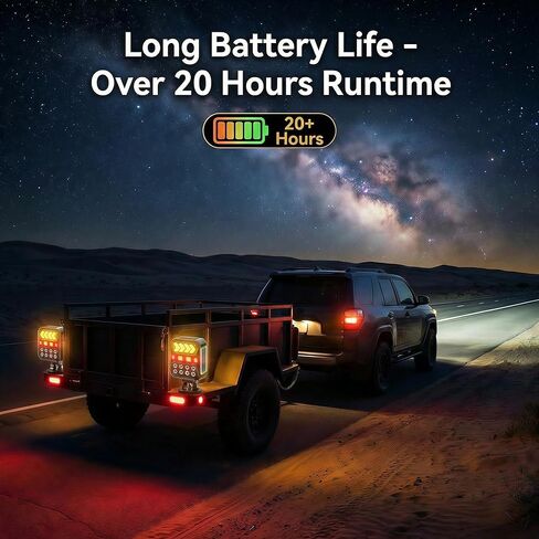 Solar Wireless Trailer Lights, 20H+ Max Runtime USB-C Rechargeable Magnetic Towing Lights Kit, IPX6 Waterproof Heavy-Duty Tow Lights for Boat Trailer, RV, Truck, Camper in Saudi Arabia