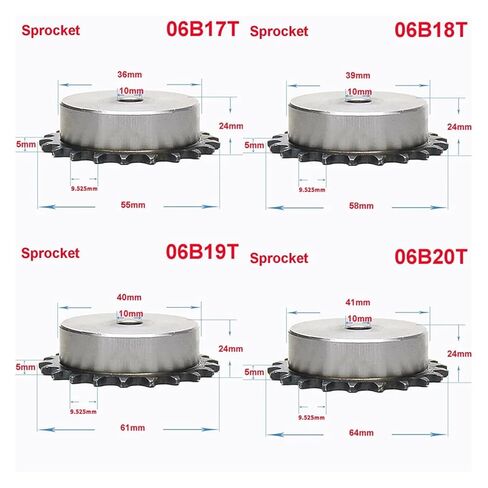 Steel Heavy Duty Motor Pinion Gear 06B 9 Teeth to 24 Sprocket Wheel Chain Gear Industrial A3 Steel(06B-18 Teeth) in Saudi Arabia