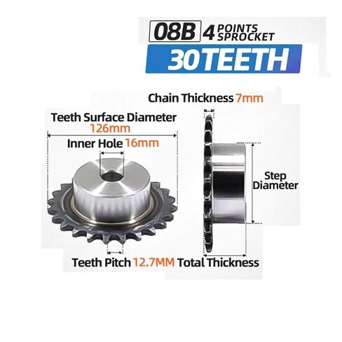 الصلب الثقيلة موتور ترس ترس 1 قطعة عجلة الطاولة الصناعية ضرس 08B 30 الأسنان مع سلسلة 4 نقاط الأسنان الملعب 12.7 مللي متر in Kuwait
