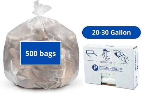 Inteplast Group High-Density Commercial Can Liners Value Pack, 30 gal, 9 microns, 30" x 36", Natural, 500/Carton in Kuwait