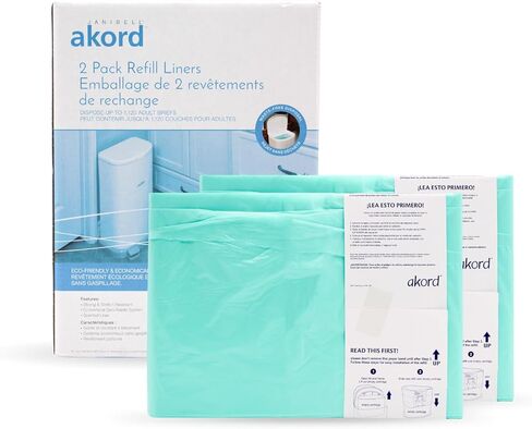 AKORD Janibell 330 Refill Liners 2-Pack for Adult Brief Disposal Pails, Lightly Scented, Stretch-Resistant, Zero-Waste Continuous Liner System in Saudi Arabia