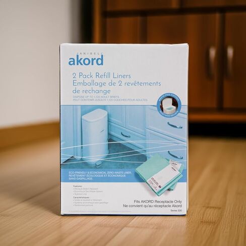 AKORD Janibell 330 Refill Liners 2-Pack for Adult Brief Disposal Pails, Lightly Scented, Stretch-Resistant, Zero-Waste Continuous Liner System in Saudi Arabia