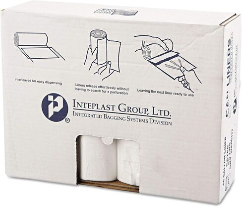 Inteplast High-Density Can Liner, 38 x 58, 60gal, 12mic, Clear, 25/Roll, 8 Rolls/Carton - VALH3860N14 in Kuwait