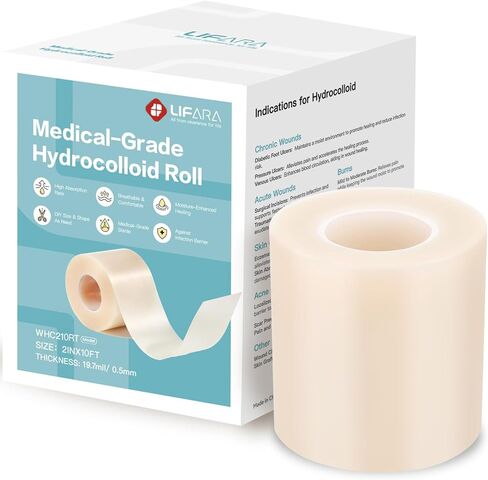 لفة Hydrocolloid Lifara لرعاية الجرح (WHC210RT) - HSA FSA مؤهلة ، 2in*10ft ، 19.7 مليون/ 0.5 ملم ، الصف الطبي in Kuwait