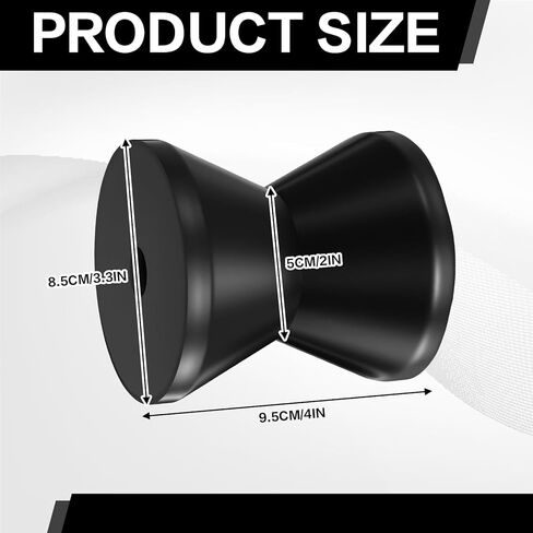BBTO 2 Pcs Heavy Duty Boat Trailer Roller 4 Inches Robust Rubber Shaft Keel Black Rubber Bow Roller Marine Trailer Wheel Fits 1/2 Inch Shaft for Boat Transport Accessories in Saudi Arabia