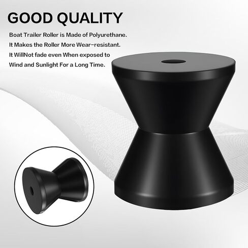 BBTO 2 Pcs Heavy Duty Boat Trailer Roller 4 Inches Robust Rubber Shaft Keel Black Rubber Bow Roller Marine Trailer Wheel Fits 1/2 Inch Shaft for Boat Transport Accessories in Saudi Arabia