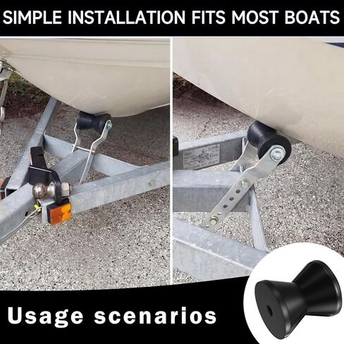 BBTO 2 Pcs Heavy Duty Boat Trailer Roller 4 Inches Robust Rubber Shaft Keel Black Rubber Bow Roller Marine Trailer Wheel Fits 1/2 Inch Shaft for Boat Transport Accessories in Saudi Arabia