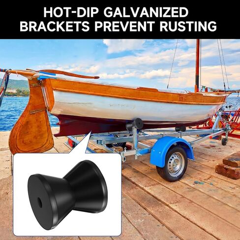 BBTO 2 Pcs Heavy Duty Boat Trailer Roller 4 Inches Robust Rubber Shaft Keel Black Rubber Bow Roller Marine Trailer Wheel Fits 1/2 Inch Shaft for Boat Transport Accessories in Saudi Arabia