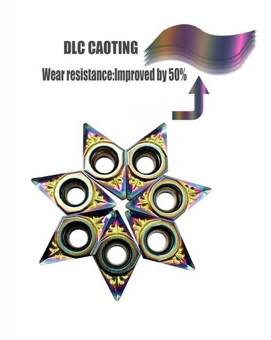 20pcs CCGT060204/21.51-AK DCGT070204/21.51-AK Aluminum Inserts DLC Colorful Coating Carbide Turning Inserts Boring and Outer circlr for Aluminum Copper Plastic Cutting in Saudi Arabia