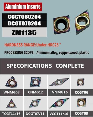 20pcs CCGT060204/21.51-AK DCGT070204/21.51-AK Aluminum Inserts DLC Colorful Coating Carbide Turning Inserts Boring and Outer circlr for Aluminum Copper Plastic Cutting in Saudi Arabia