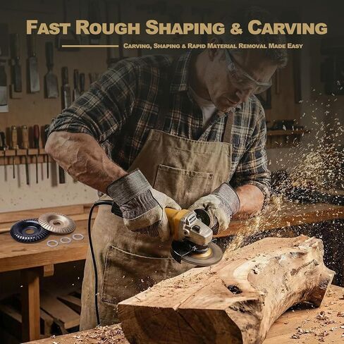 8-piece set of 4-inch angle grinder woodworking carving piece set, professional wood polishing tool set suitable for carving, shaping, polishing and finishing in Kuwait