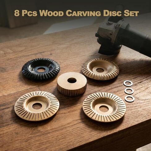 8-piece set of 4-inch angle grinder woodworking carving piece set, professional wood polishing tool set suitable for carving, shaping, polishing and finishing in Kuwait