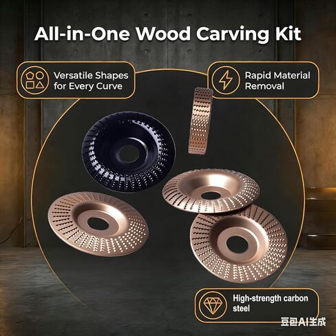 8-piece set of 4-inch angle grinder woodworking carving piece set, professional wood polishing tool set suitable for carving, shaping, polishing and finishing in Kuwait