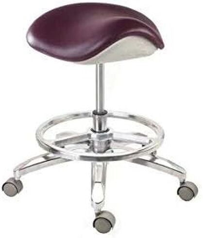 Deluxe Dental Nail Technician Saddle Stool Chair PU Leather Height Adjustable in Kuwait