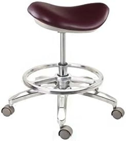 Deluxe Dental Nail Technician Saddle Stool Chair PU Leather Height Adjustable in Kuwait