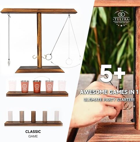 ألعاب رمي الحلقات للبالغين، لعبة الخطاف والحلقة مع حقيبة حمل حصرية وزجاج فريد من نوعه من الفولاذ المقاوم للصدأ، سهلة التجميع للغاية، مقاس XL (15.7 بوصة × 13 بوصة) سلم صغير، للشرب على الطاولة، في الهواء الطلق in Kuwait