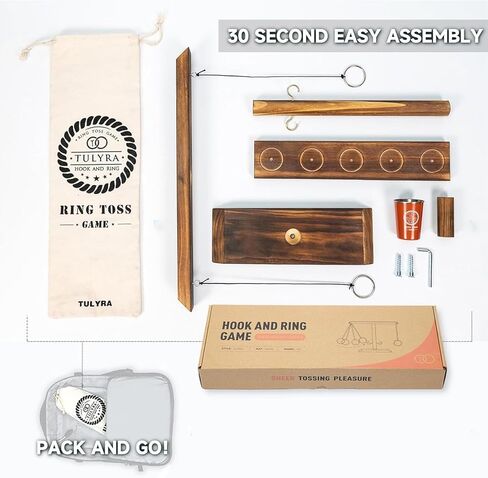 ألعاب رمي الحلقات للبالغين، لعبة الخطاف والحلقة مع حقيبة حمل حصرية وزجاج فريد من نوعه من الفولاذ المقاوم للصدأ، سهلة التجميع للغاية، مقاس XL (15.7 بوصة × 13 بوصة) سلم صغير، للشرب على الطاولة، في الهواء الطلق in Kuwait