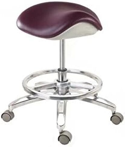 Deluxe Dental Nail Technician Saddle Stool Chair Micro Fiber Leather Height Adjustable in Kuwait