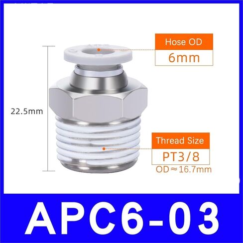 1PCS Straight Thread Quick PlugJoint APC4 6 8 10 12 16-M5 01 02 03 04 Pneumatic Fitting Air Quick Connector(APC6-03) in Saudi Arabia