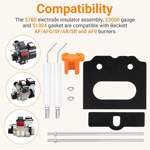 5780 Electrode Insulator Assembly Z2000 Setting Gauge and 51304 Trans Former Gasket Replacement Kit Compatible with Beckett AF/AFG/SF/SR and AFII Oil Burners in Kuwait
