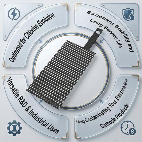 أنود التيتانيوم المطلي بالروثينيوم إيريديوم - قطب Ru-Ir/Ti MMO - قطب كهربائي عالي الكفاءة لتطور الكلور لمحلول ملح حمام السباحة، ومعالجة مياه الصرف الصحي، والأبحاث المعملية in Kuwait