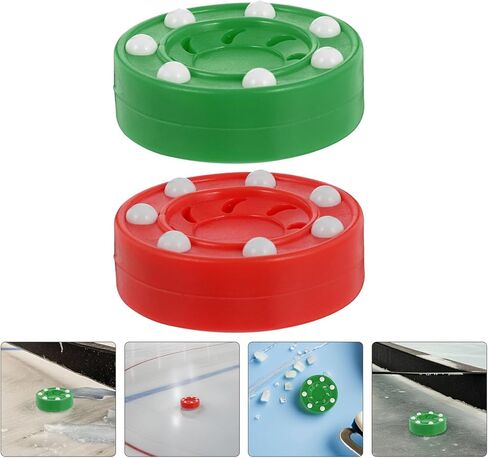 Alipis 4pcs Roller Hockey Pucks Set for Training and Street Play, Sturdy Plastic Inline Ice Hockey Balls, Red and Green Colors, Suitable for Indoor Outdoor Practice and Sports Equipment in Kuwait