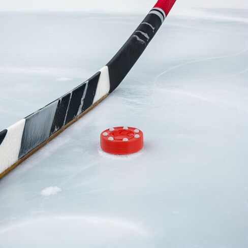 DECHOUS 4pcs Roller Hockey Pucks Set Plastic Floor Hockey Pucks Indoor and Outdoor Training Red and Green Colors for Adults in Kuwait